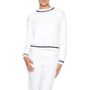 Women's White Sweater with Black Trim